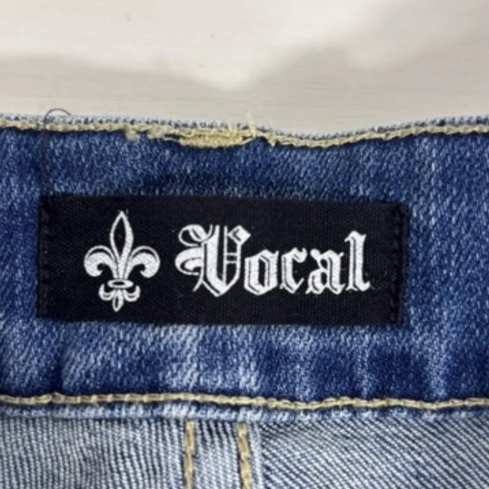Vocal Blue Jean with Cream Criss Cross Tie Side Accent - Picture 4 of 5